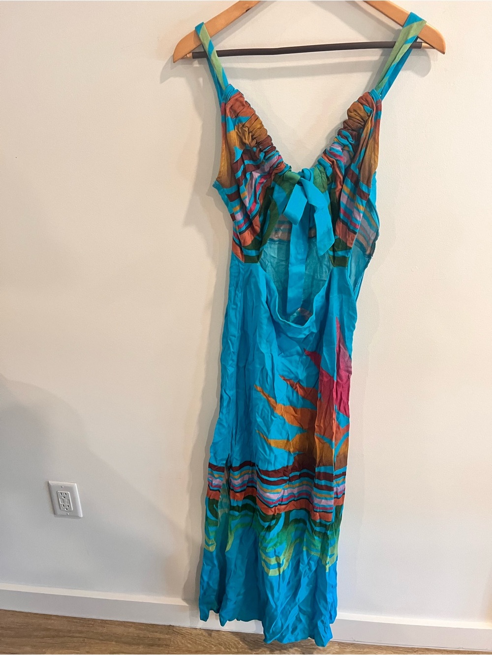 O’Neill Blue Tropical Print Tie-Back Sundress | Size M | Beach Vacation Dress